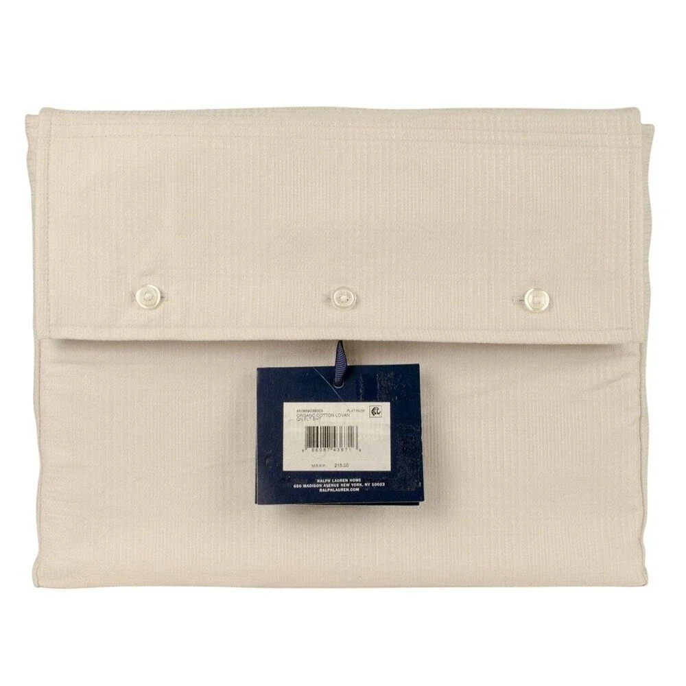 Ralph Lauren Home Organic Cotton Lovan Jacquard Queen Flat Sheet Platinum